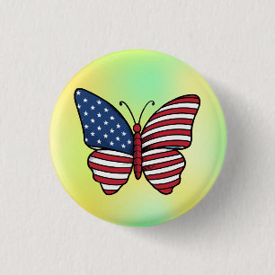 Badge Rond 2,50 Cm Papillon USA - Numéro de drapeau 62614