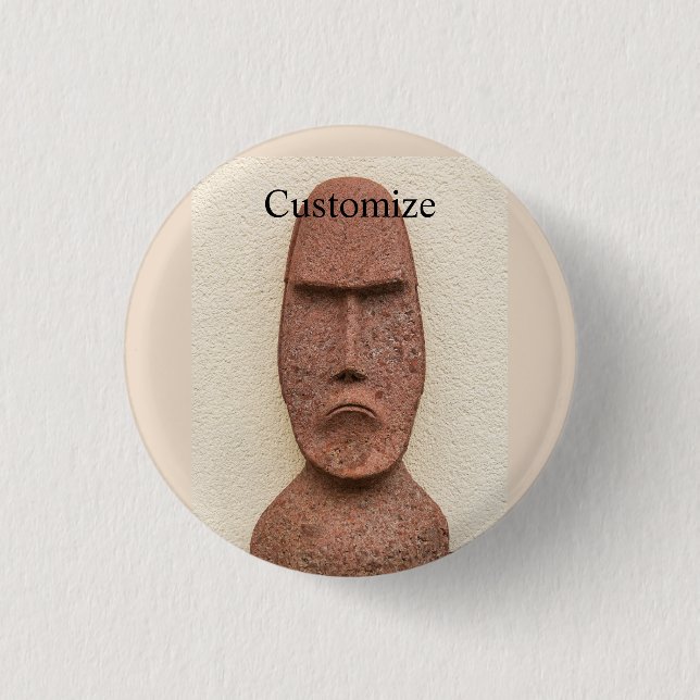Badge Rond 2,50 Cm Pâques Île Moai Head Thunder Cove (Devant)