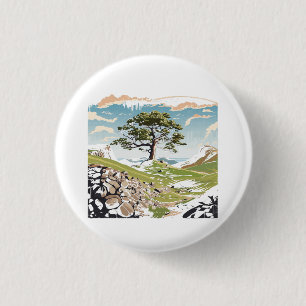 Badge Rond 2,50 Cm Parc national de Northumberland Sycamore Gap Tree