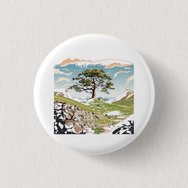 Badge Rond 2,50 Cm Parc national de Northumberland Sycamore Gap Tree (Devant)