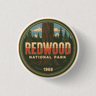 Badge Rond 2,50 Cm Parc national d'État de Redwood, Californie côtièr