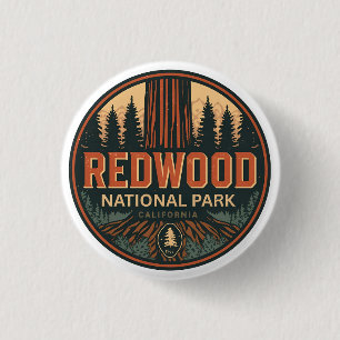 Badge Rond 2,50 Cm Parc national et état de Redwood, Californie côtiè