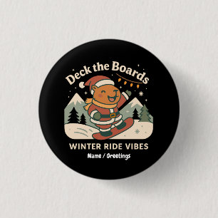 Badge Rond 2,50 Cm Parer les planches Cute Santa Capybara en snowboar