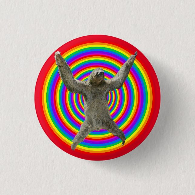 Badge Rond 2,50 Cm Paresse d'arc-en-ciel (Devant)