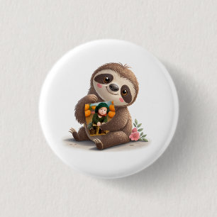 Badge Rond 2,50 Cm Paresseux Charmant