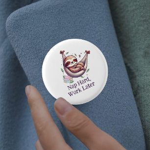 Badge Rond 2,50 Cm Paresseux Dure Dormir