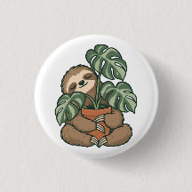 Paresseux Parent de Plante Enlaçant Bouton Monster
