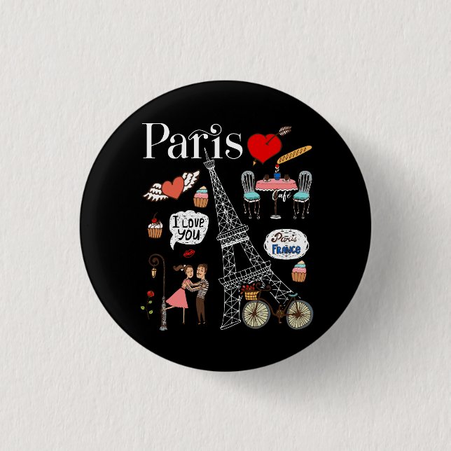 Badge Rond 2,50 Cm Paris Café Solaire Imaginaire Pays Tour Eiffel (Devant)