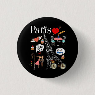 Badge Rond 2,50 Cm Paris Café Solaire Imaginaire Pays Tour Eiffel