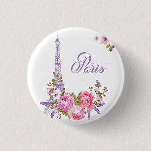 Badge Rond 2,50 Cm Paris en fleurs Paris minuit Floral Paris Roma