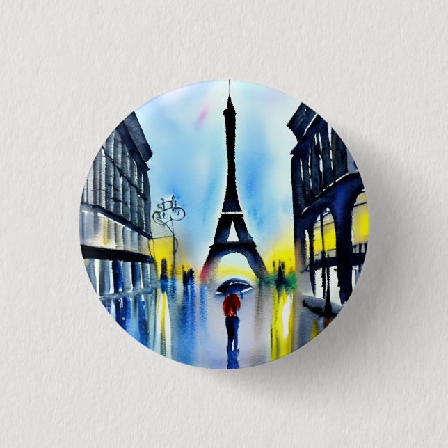 Badge Rond 2,50 Cm Paris sous la pluie (Devant)