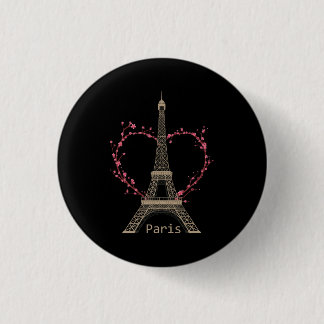 Badge Rond 2,50 Cm Paris Tour Eiffel Le Signe De L'Amour France Paris