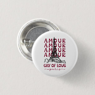 Badge Rond 2,50 Cm Paris Ville d'Amour – Souvenir de Voyage Tour Eiff
