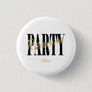 Badge Rond 2,50 Cm Parti de retraite Gold & White Favoriser
