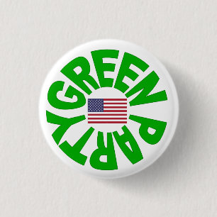 Badge Rond 2,50 Cm Parti Vert Etats-Unis