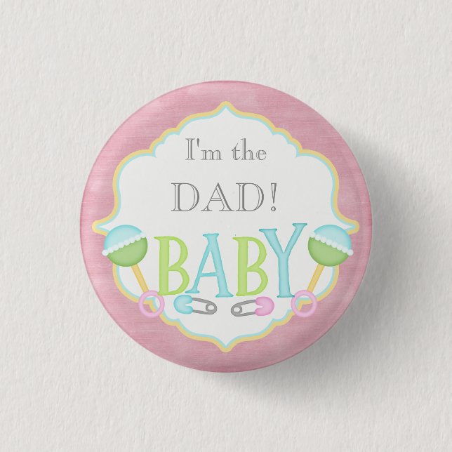 Badge Rond 2,50 Cm Partie de baby shower faite sur commande je suis (Devant)