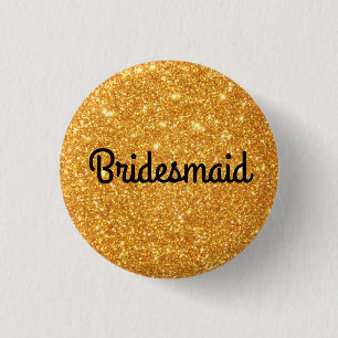 Badge Rond 2,50 Cm Parties scintillant d'or Bridesmaid