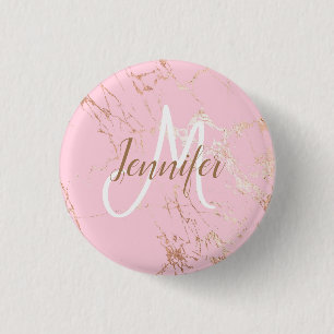 Badge Rond 2,50 Cm Parties scintillant or Rose fillette étincelles Mo