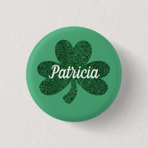Badge Rond 2,50 Cm Parties scintillant verte Shamrock Clover St Patri
