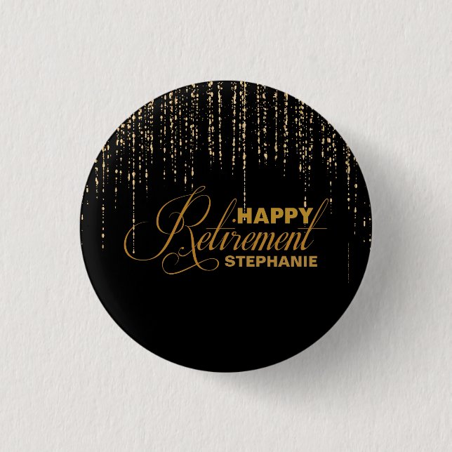 Badge Rond 2,50 Cm Parties scintillantes, or et cadeau noir de (Devant)