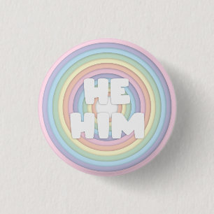 Badge Rond 2,50 Cm Pastel Arc-en-ciel Il/Lui Pronounes 