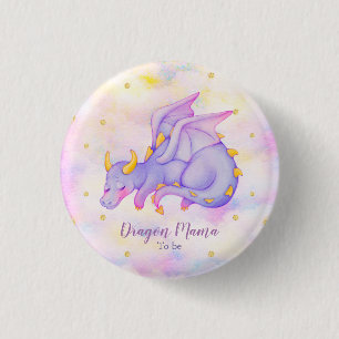 Badge Rond 2,50 Cm Pastel Purple Dragon Maman Pour Être Baby shower