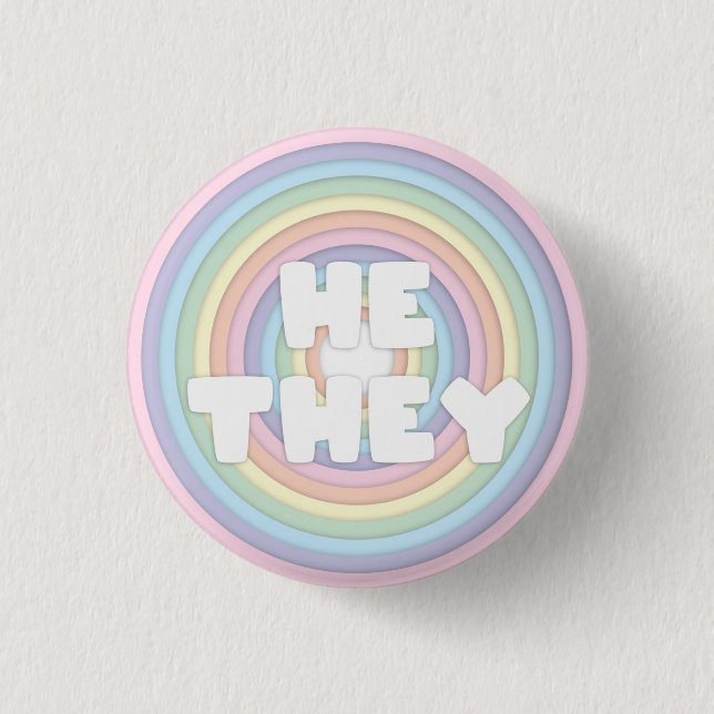 Badge Rond 2,50 Cm Pastel Rainbow Il/Ils Pronounounes  (Devant)