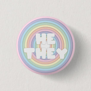 Badge Rond 2,50 Cm Pastel Rainbow Il/Ils Pronounounes 