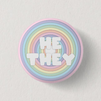 Badge Rond 2,50 Cm Pastel Rainbow Il/Ils Pronounounes