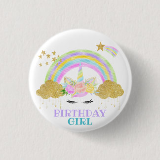Badge Rond 2,50 Cm Pastel Unicorn Arc-en-ciel