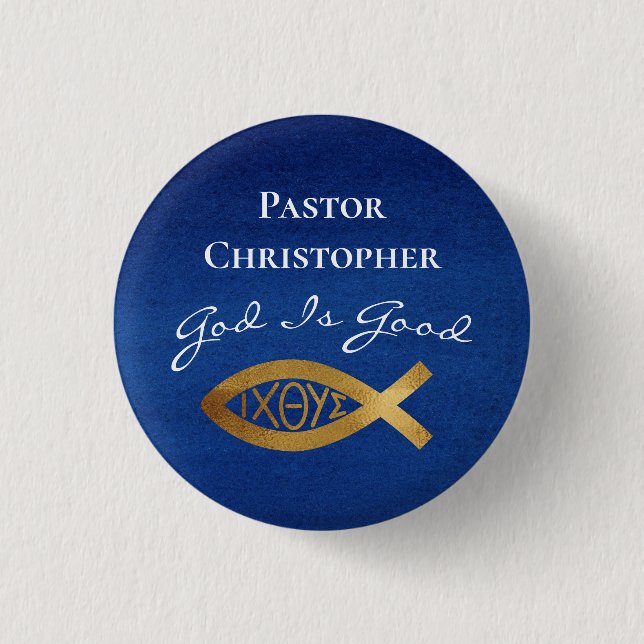 Badge Rond 2,50 Cm Pasteur Église chrétienne Dieu est bon Ministère b (Devant)
