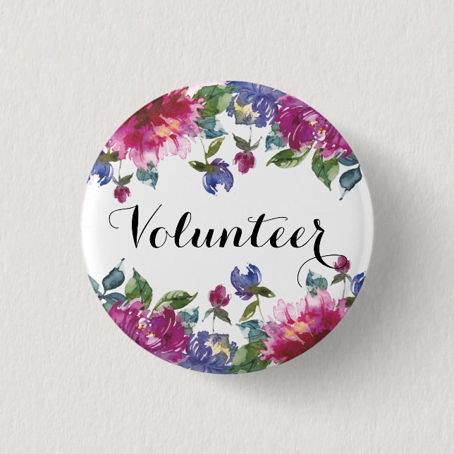 Badge Rond 2,50 Cm Pastille féminine violet floral volontaire (Devant)