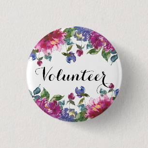 Badge Rond 2,50 Cm Pastille féminine violet floral volontaire