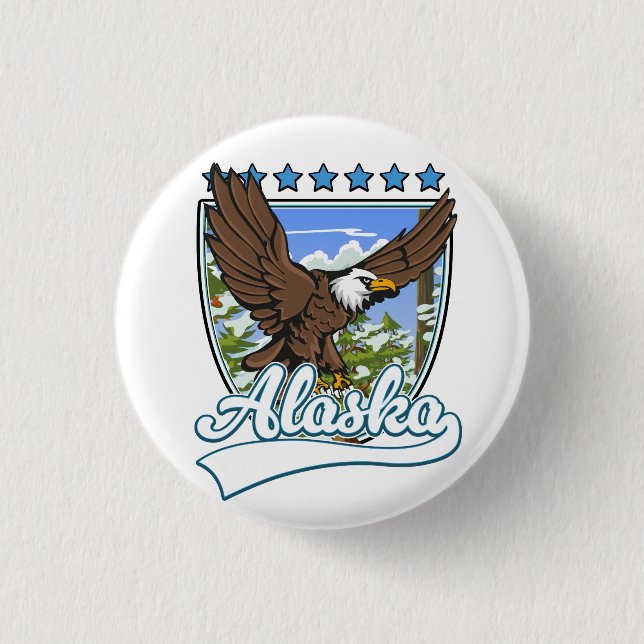 Badge Rond 2,50 Cm Patch de voyage en Alaska (Devant)
