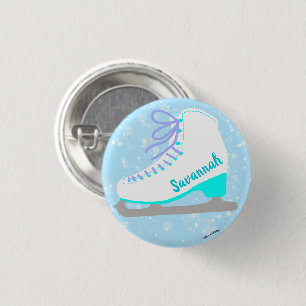 Badge Rond 2,50 Cm Patinage sur glace Cute Skate Blue Personnalisé