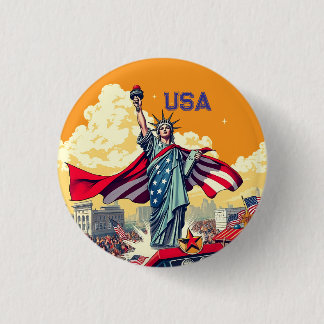 Badge Rond 2,50 Cm Patriotique Liberty Parade - Vintage 4 juillet USA