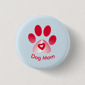 Badge Rond 2,50 Cm Paw animal à dégradé rouge et blanc avec coeur rou