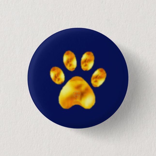 Badge Rond 2,50 Cm Paw d'or sur bleu (Devant)