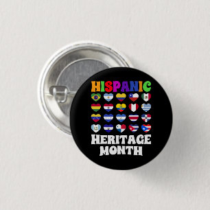 Badge Rond 2,50 Cm Pays Latino Drapeaux Coeur, Bonne Fête