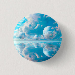 Badge Rond 2,50 Cm Paysage de nature surréaliste ciel rêveur