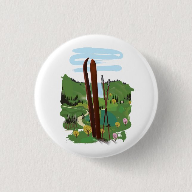 Badge Rond 2,50 Cm Paysage de ski (Devant)