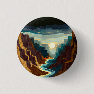 Badge Rond 2,50 Cm Paysage du Canyon Sunset