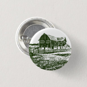 Badge Rond 2,50 Cm Paysage rural maison de ferme de style coupe