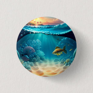 Badge Rond 2,50 Cm Paysage sous-marin tropical