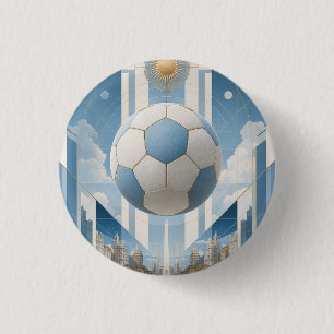 Badge Rond 2,50 Cm Paysage urbain de la ville de football géométrique