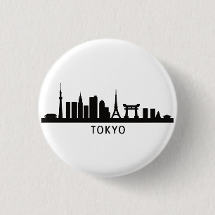 Badge Rond 2,50 Cm Paysage urbain japonais Silhouette de la skyline
