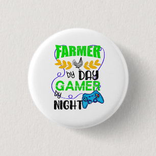 Badge Rond 2,50 Cm Paysan par Joueur de jour par nuit, Jeu d'agricult