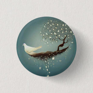 Badge Rond 2,50 Cm Peace Dove & Pearl Tree