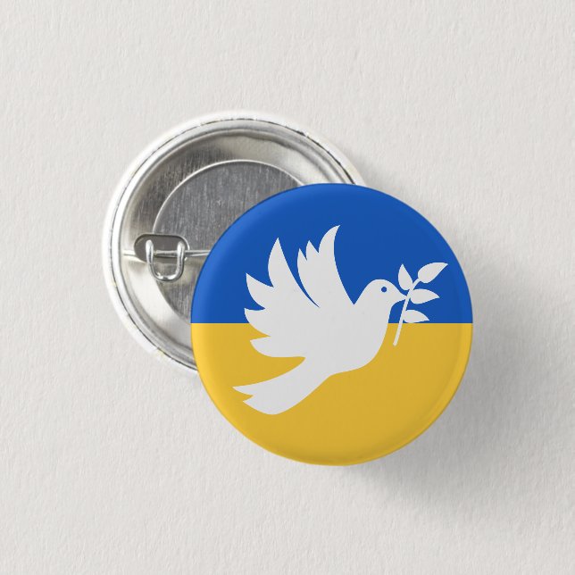 Badge Rond 2,50 Cm Peace Heart Love I Stand With Ukraine bouton (Devant & derrière)