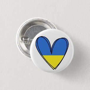 Badge Rond 2,50 Cm Peace Heart Love Je Me Trouve Avec L'Ukraine